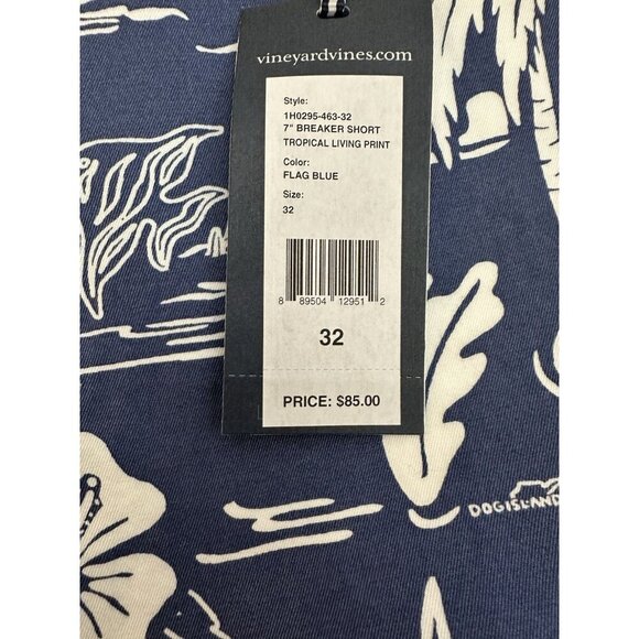 NWT Vineyard Vines 7” Breaker Shorts Mens Size 32 Blue Hawaiian Boat Chino - Picture 3 of 4